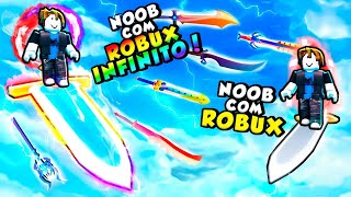NOOB COM ROBUX VS NOOB COM ROBUX INFINITO NO WEAPON FIGHTING SIMULATOR (Roblox)