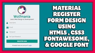 Responsive Material Register Form Design Using HTML5 & CSS3 | Material Registration Form