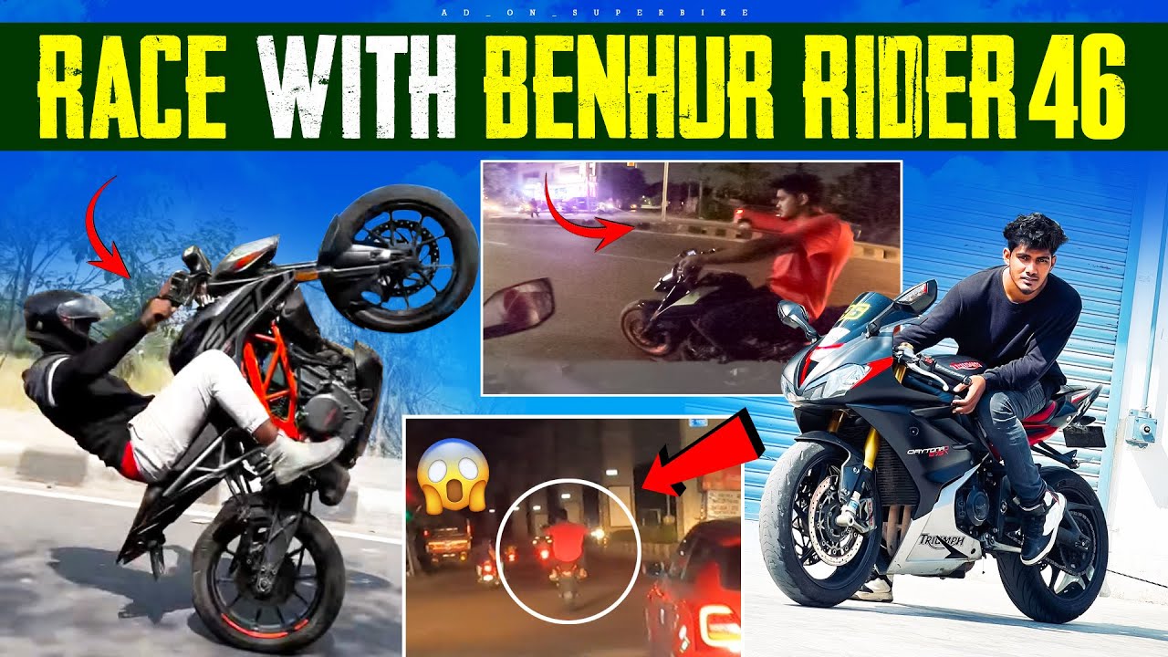 Race With Benhur Rider 46 😱 in hyderabad @benhurrider46 wheelie race ...