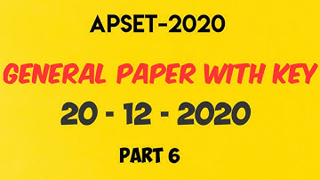 APSET 2021 General Paper 1 with Key which has held on 20th December 2021 | AP SET 2021 Paper 1 Key
