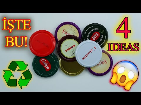 KAVANOZ KAPAKLARINI DÖNÜŞTÜRMENİN 4 MUHTEŞEM YOLU! / 4 Wonderful Ways To Convert Jar Lids / Recycle