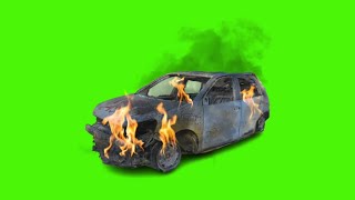 Burning Car Green Screen Effects Stock Video Footage Hd