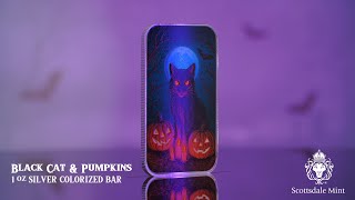 2025 Halloween Horrors | Black Cat & Pumpkins 1 oz 999 Fine Silver