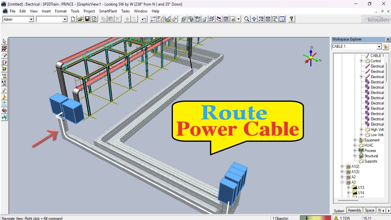 SP3D Training | Lecture 25 | Route Cable in Smart 3D #sp3d #cable #electrical #design #3dmodeling
