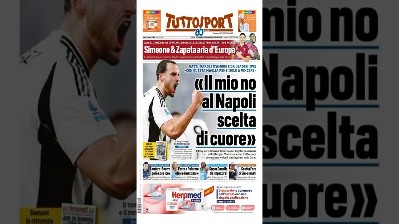 Prime Pagine Quotidiani Sportivi di Oggi - sabato, 09 agosto 2025 #video #sports #calcio