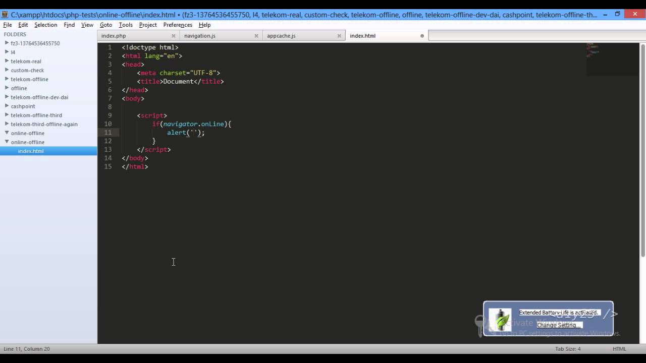 javaScript online or offline checking internet connection 720p - YouTube