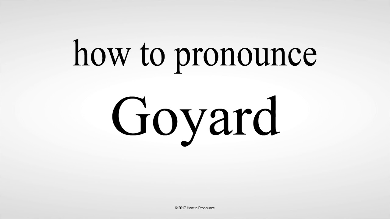 How to Pronounce Goyard - YouTube