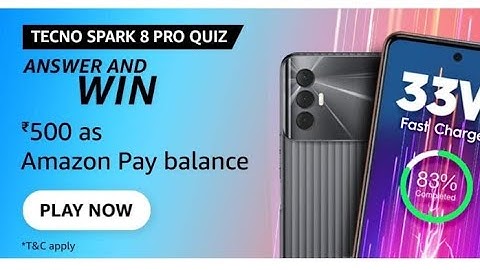 What is the screen size of Spark 8 Pro? |  amazon quiz Tecno Spark 8 Pro quiz answers
