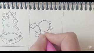 How to Draw a Cute Capybara with a Pink Crown on a Pillow | Step-by-Step Drawing for Kids screenshot 5