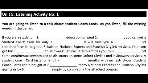 Unit 5: Listening Activity No.1