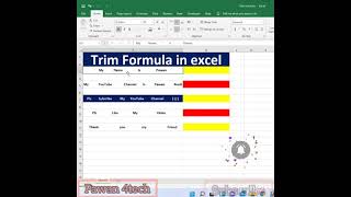 Trim Formula In Ms Excel | Ms Excel Short Video #shorts #short #msexcel #pawan4tech
