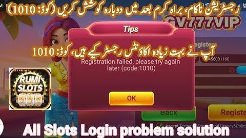 Registration failed, please try again code:1010 All games login Fix registered  account Code1010