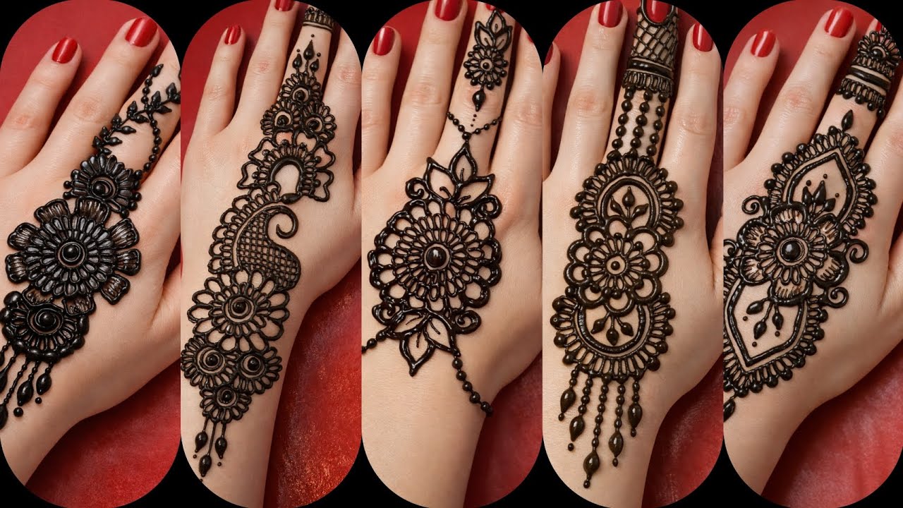Five Simple Back Hand Mehandi Designs #subscribe #simplemehandi#viralhenna#bridalhenna