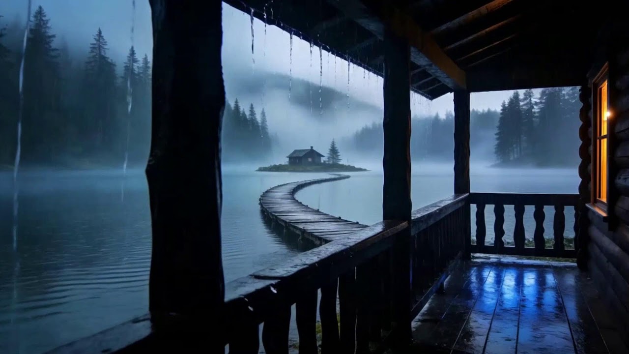 Best Rainfall at the Forest Cabin 🌲 Sleep Deeply with Rain Sounds & Thunderstorm