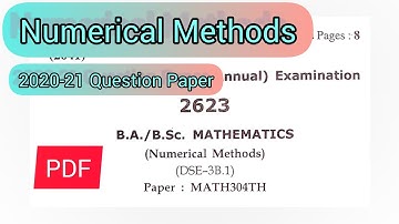Numerical Methods|BSc.3rd Year|2021 Question Paper|H.P.U.