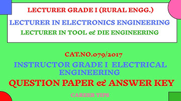 PSC Question Paper Cat.No.019/2019 Lecturer (Electronics Engg) & Cat.No.05/2019 Lecturer(Tool & Die)