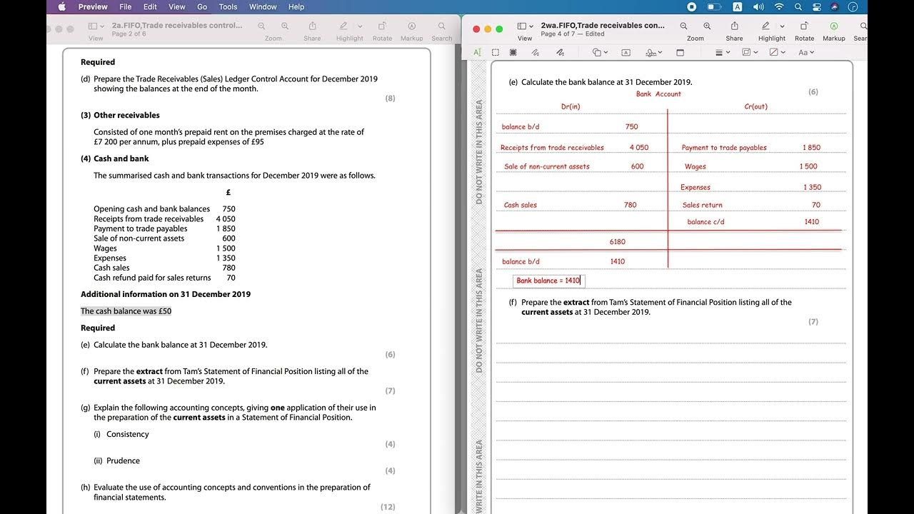 Ial edexcel accounting past paper jan 2020 ques 2e bank and cash