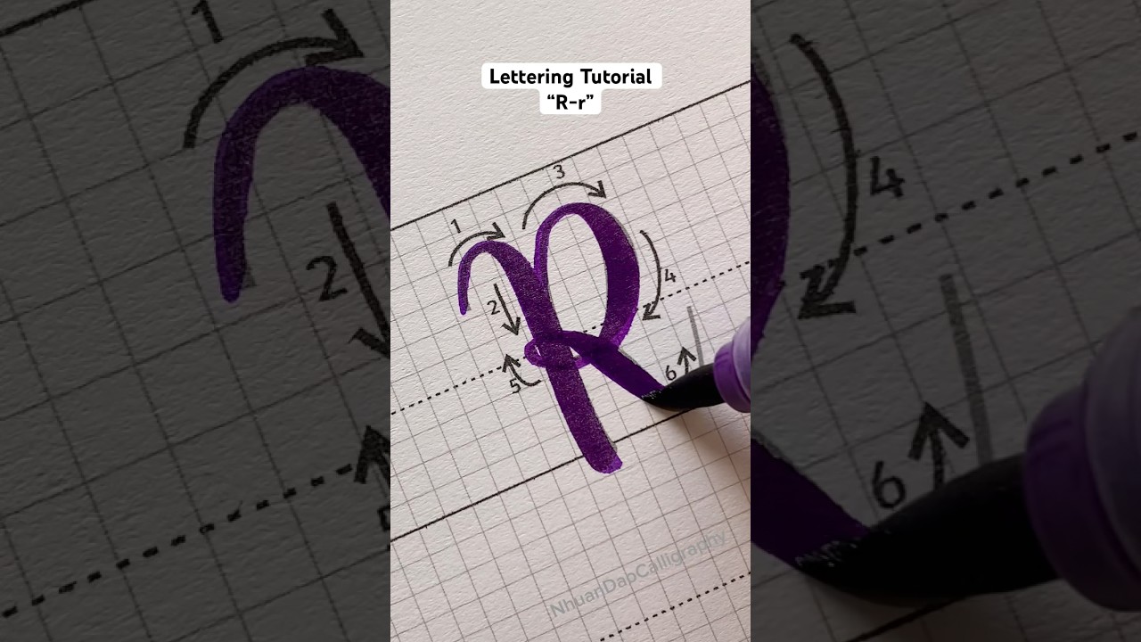 Lettering ✨ R ✨ Calligraphy Tutorial for Beginners #shorts #lettering #nhuandaocalligraphy