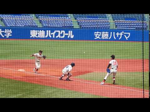 2017.4.20 國學院大 vs 日本大 三本間の挟殺プレー