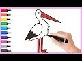 How to Draw A Cute Stork | Drawing Tutorial For Children