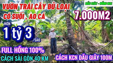 Nhà đất đồng nai, Vườn trái cây đủ loại có suối , ao cá hơn 1tỷ3/ sào cách KCN Dầu Giây 100m quá đẹp