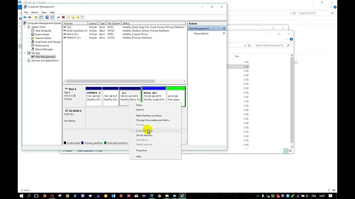 Can't extend C: patition: How to extend partitions on windows [Solved]