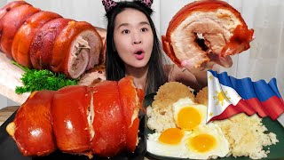 FILIPINO CEBUCHON! Crispy Roasted Pork Belly & Garlic Rice - Pinoy Lechon Mukbang w/ ASMR Eating