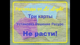 Установка. Решение. Ресурс. Не Расти! Экспресс-Расклад От Li Light.Три Карты.