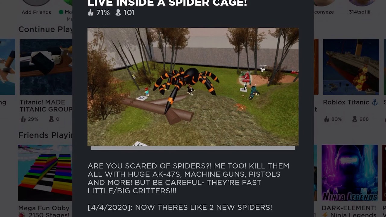 Live inside a spider cage in roblox - YouTube
