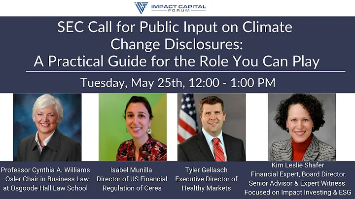 SEC Call for Public Input on Climate Change Disclosures: A Practical Guide for the Role You Can Play