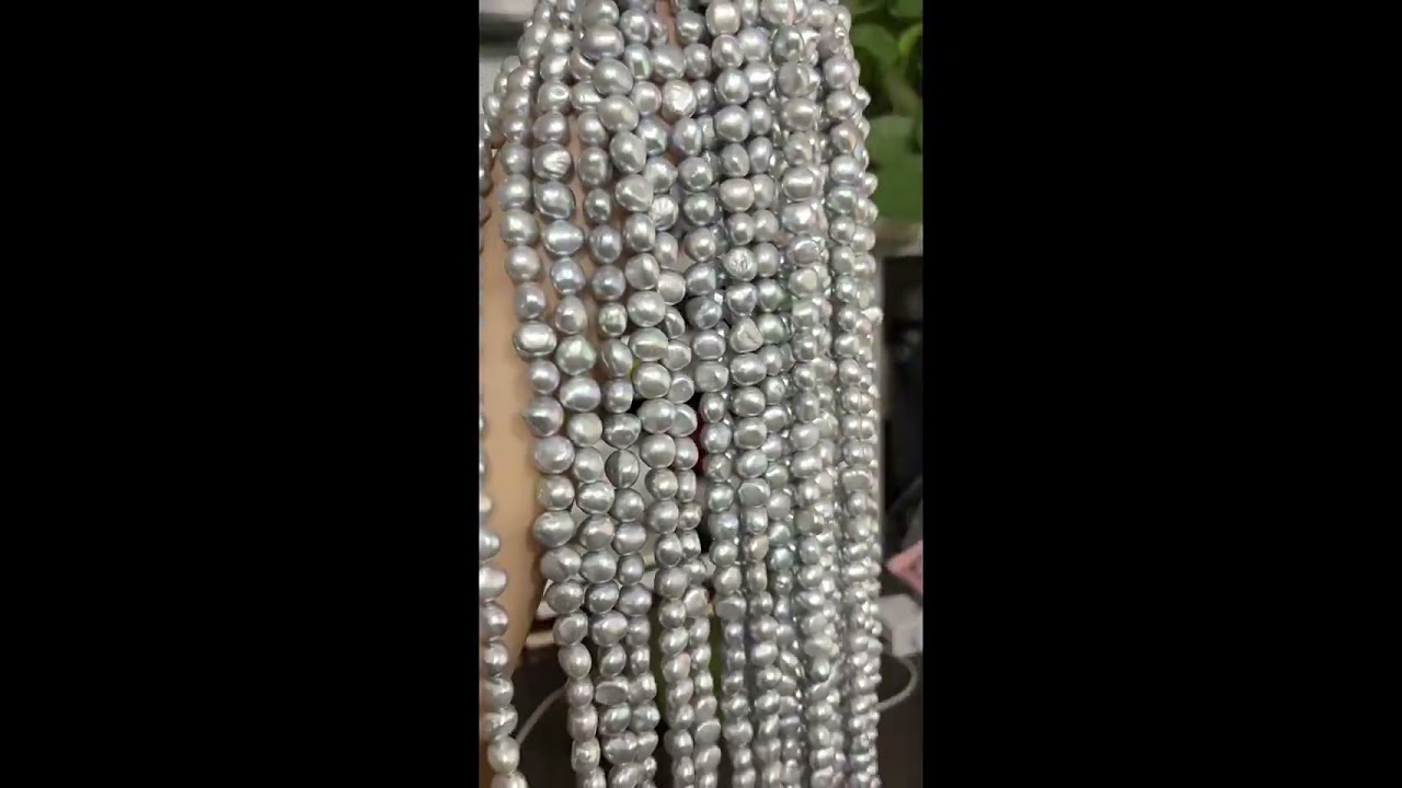 9 10mm Gray Lustrous Side Drilled Freshwater Baroque Pearls