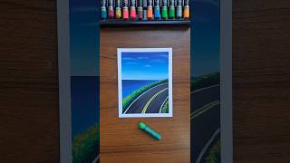 Easy Road Drawing with Oil Pastels | Step-by-Step Scenery Art Tutorial
