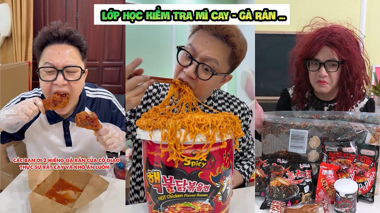 Xuyên Không Vào Lớp Học Kiểm Tra MÌ CAY - GÀ RÁN - Snack Cay Nhất Thế Giới...
