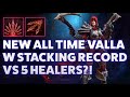 Valla Strafe - NEW ALL TIME VALLA W STACKING RECORD VS 5 HEALERS?! - ARAM LOST CAVERNS