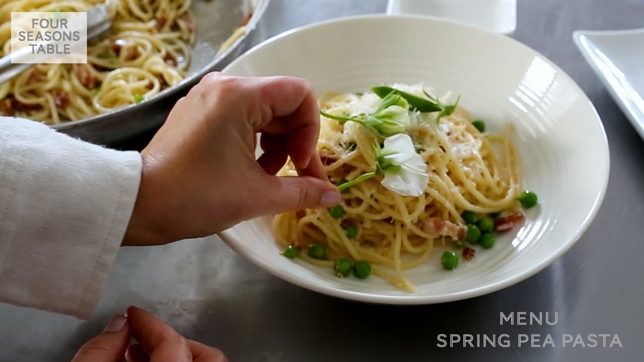 Spring: In Season, Sweet Peas. Menu: Spring Pea Pasta.