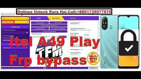 Itel A49 Play Frp bypass TFM Tool By Mobile Unlock Fix