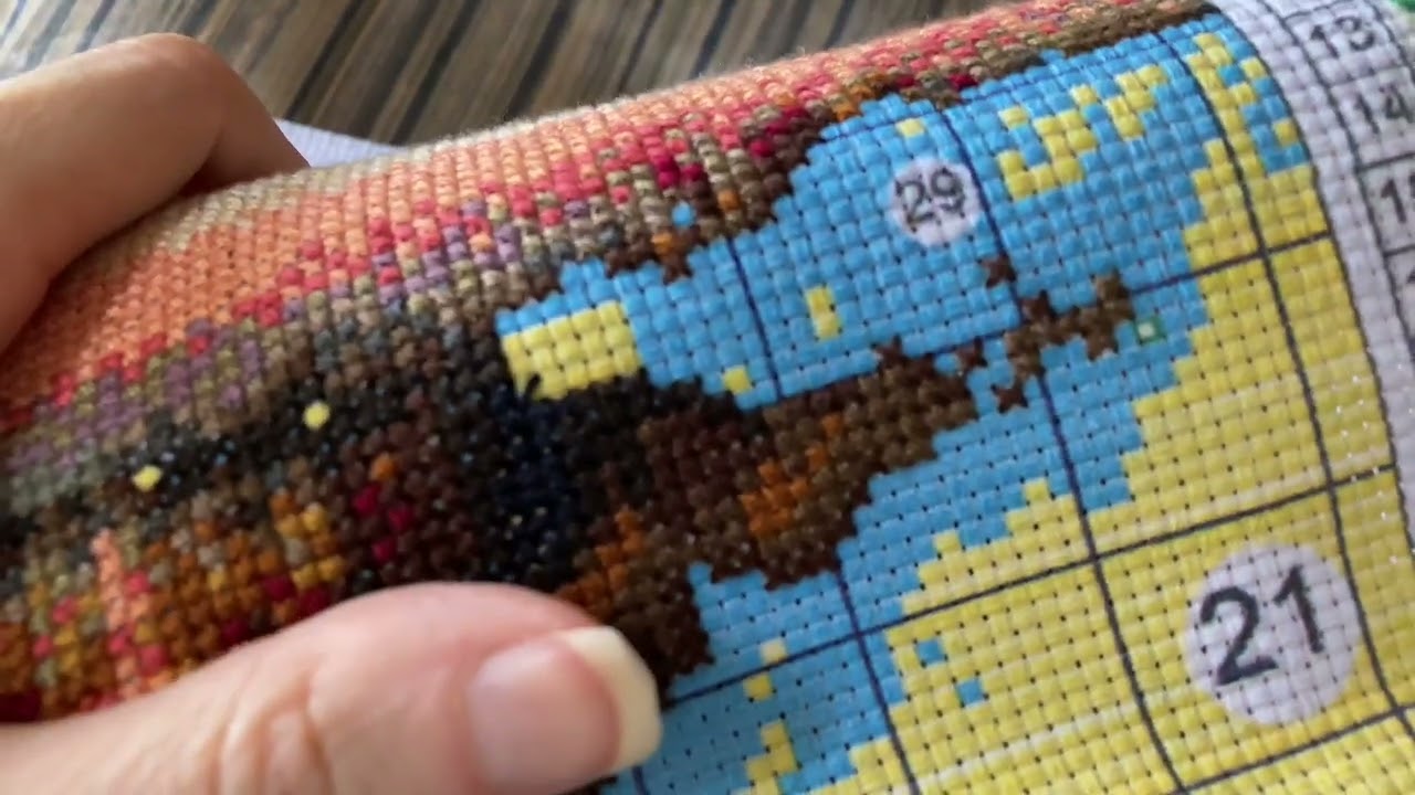 Cross Stitch Embroidery [ASMR] close up detail (no talking or music)