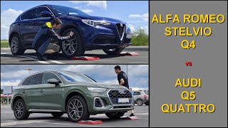SLIP TEST - Alfa Romeo Stelvio Q4 vs Audi Q5 Quattro - @4x4.tests.on.rollers
