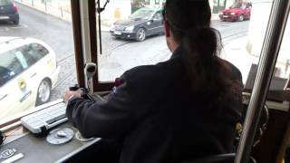 tram 28 lisbon driver view