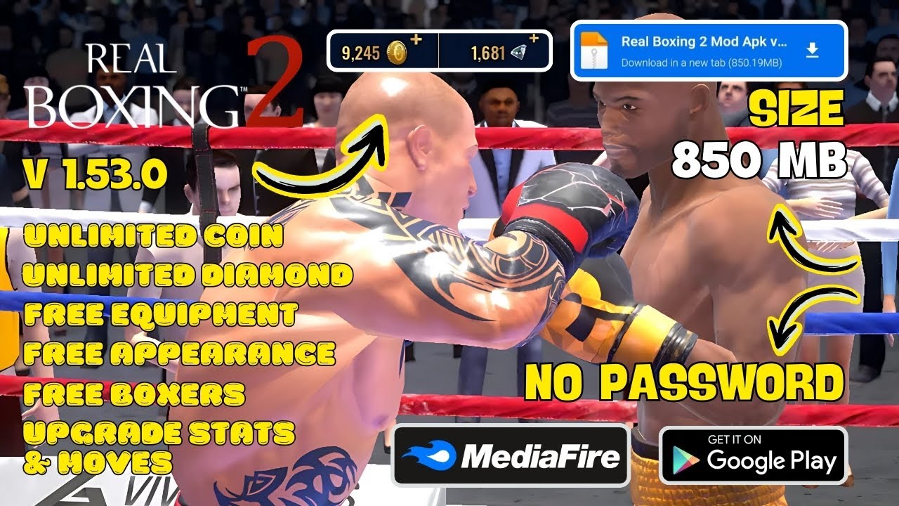 Real Boxing 2 Mod Apk v1.53.0 Pukulan Keras & Fitur