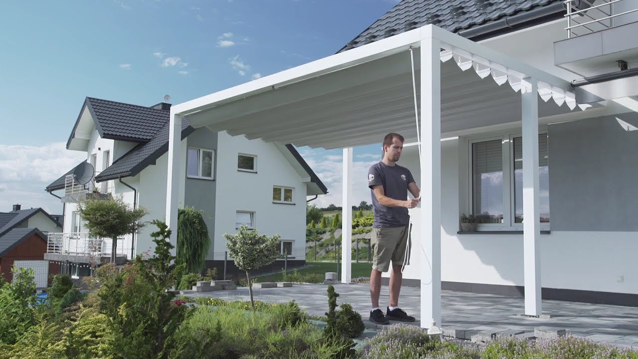 DIY - SlideCanopy - motor, electric system for roman blind, retractable roof awning for pergola