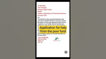 Application for help from the poor fund | Financial help from the poor fund |Formal letter poor fund