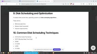 Disk Sheduling and optiomization