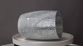 Escenzy Modern Bathroom Trash Can Silver Mosaic Glass 5L | 7" x 10" | Luxury Waste Basket for Home