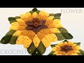 Como hacer flores gigantes 3D girasol a Crochet tejido fácil para centro de mesa