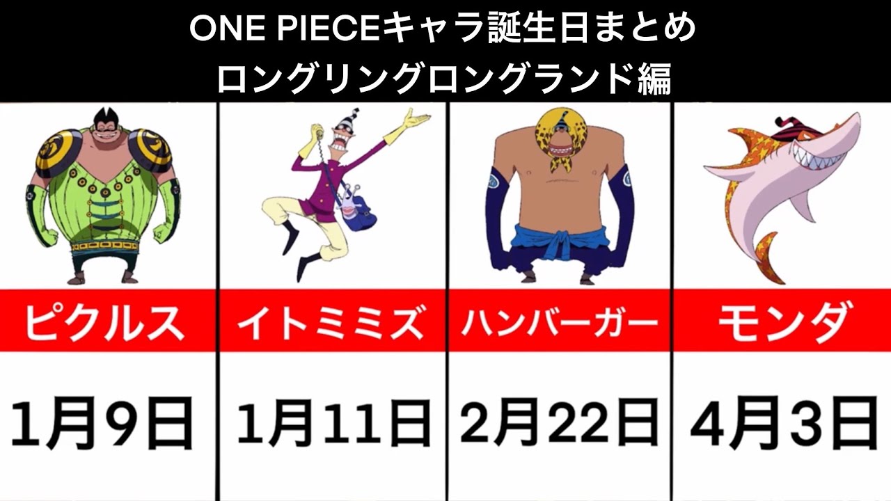 One Piece キャラ誕生日まとめ ロングリングロンドランド編 Youtube