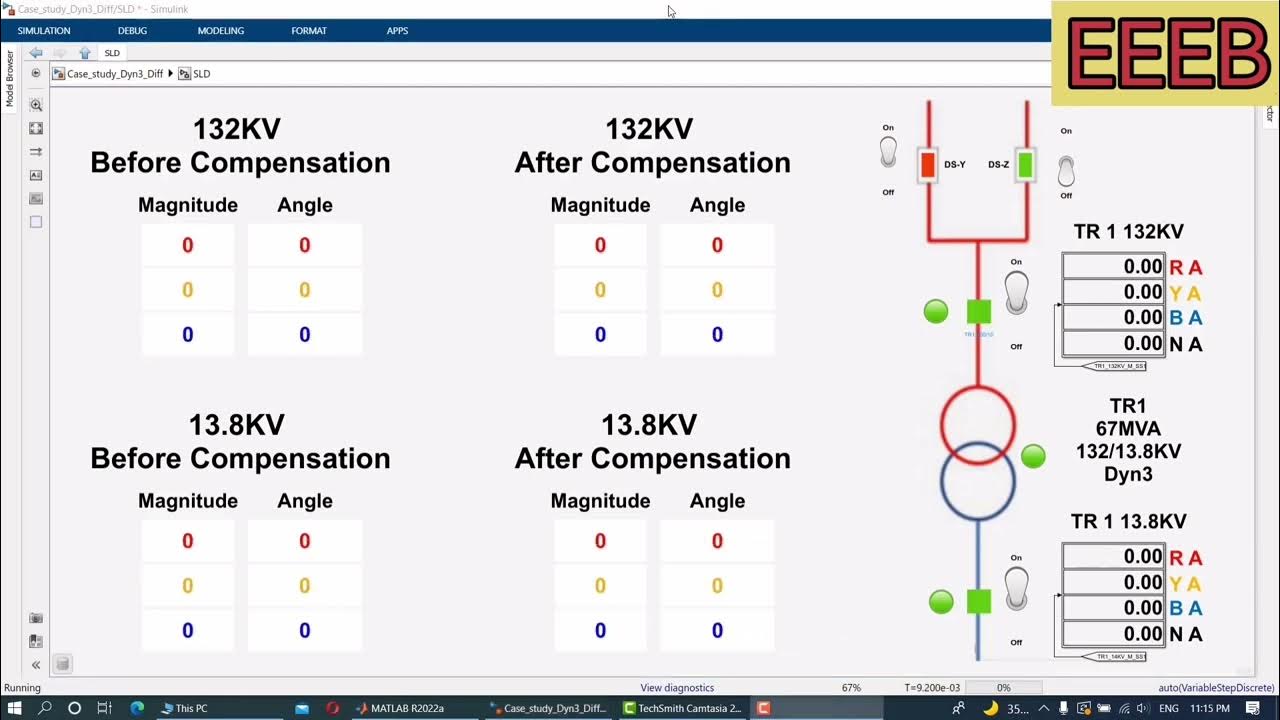 Transformer Differential 87T Relay Vector Group compensation MATLAB