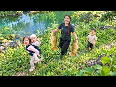 Extraordinary Fishing Trip to Small Forest Pond | Catching Giant Fish with Chuc Duong and Her Kids