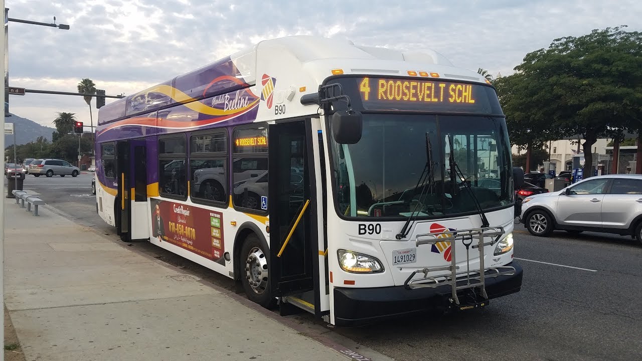 Linlin Glendale Beeline - New Flyer XN40 ride (B90) - 12/7/2017 - YouTube