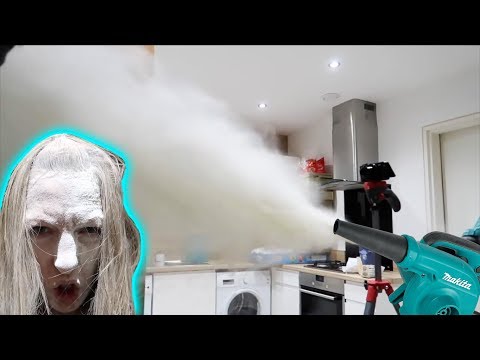 crazy-leaf-blower-flour-prank-on-mum!!